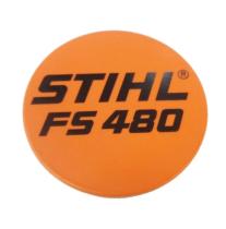 STIHL 41289671510 - Placa de modelo lado de arrancador desbrozadora STIHL FS480